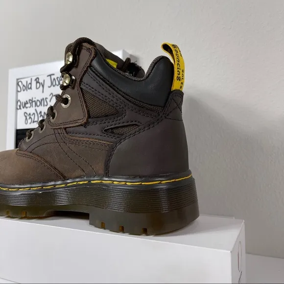 DR DOC MARTENS PLENUM WATERPROOF STEEL TOE WORK BOOTS WOMENS SIZE 5 LEATHER HIKE