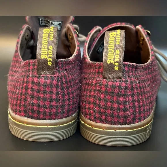 DR MARTENS Air Wair Low Top Samira Houndstooth Oxblood Shoes Women’s size 9