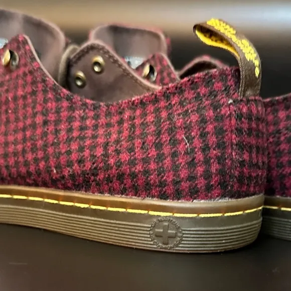 DR MARTENS Air Wair Low Top Samira Houndstooth Oxblood Shoes Women’s size 9