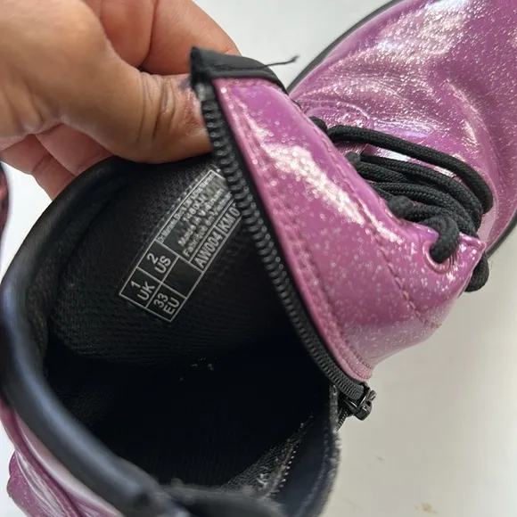 Dr. Martens Pink sparkly glitter metallic combo boots Size US2