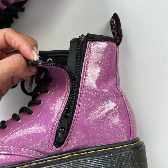 Dr. Martens Pink sparkly glitter metallic combo boots Size US2