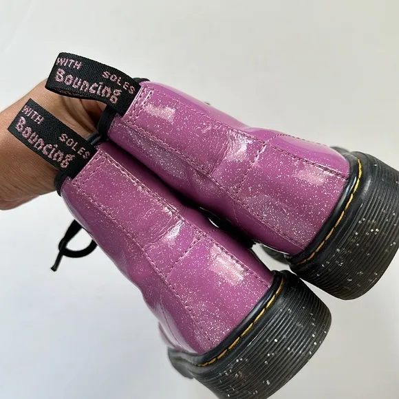 Dr. Martens Pink sparkly glitter metallic combo boots Size US2