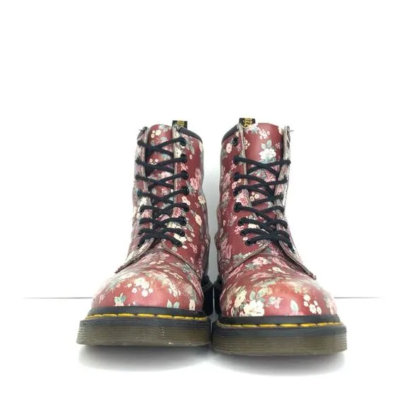 Dr Martens Vintage Rose Burgundy Lace Up Ankle Boots Women’s 6 Shoes