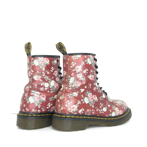 Dr Martens Vintage Rose Burgundy Lace Up Ankle Boots Women’s 6 Shoes