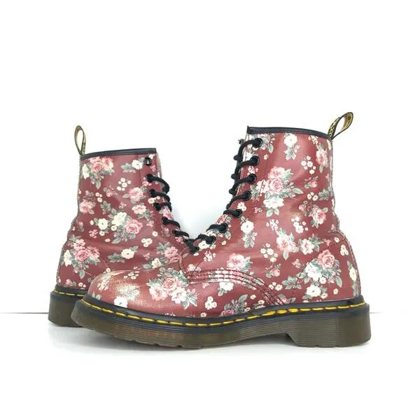 Dr Martens Vintage Rose Burgundy Lace Up Ankle Boots Women’s 6 Shoes