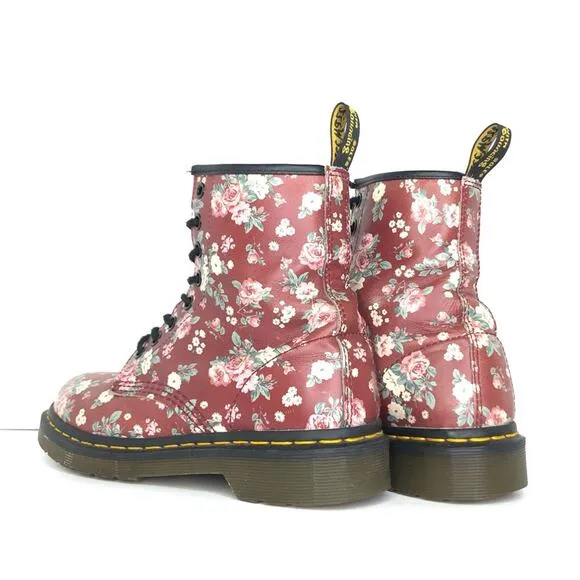 Dr Martens Vintage Rose Burgundy Lace Up Ankle Boots Women’s 6 Shoes