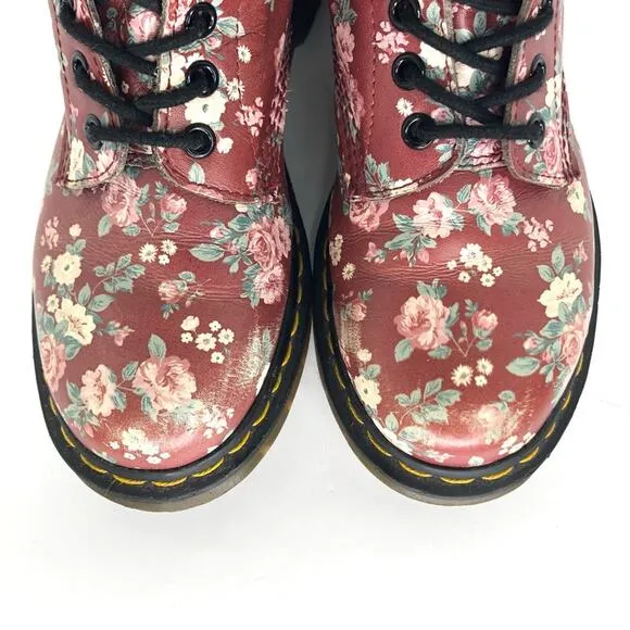 Dr Martens Vintage Rose Burgundy Lace Up Ankle Boots Women’s 6 Shoes