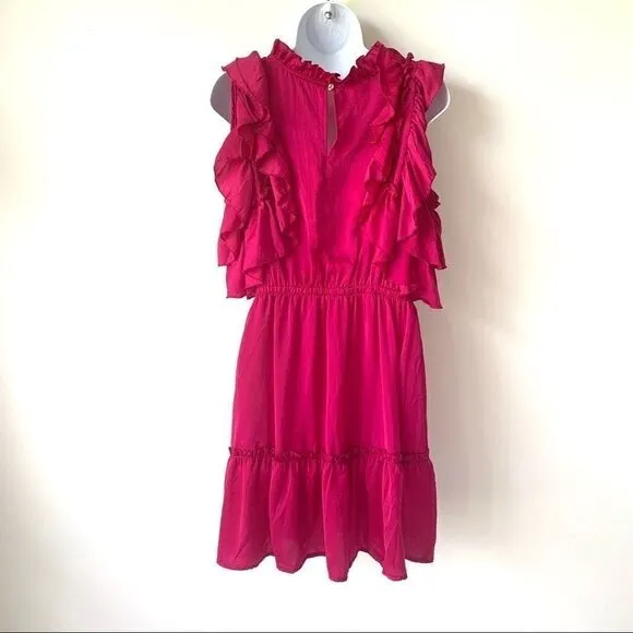 DRA NWT ANTHROPOLOGIE PALERMO RUFFLE DRESS FUSCHIA