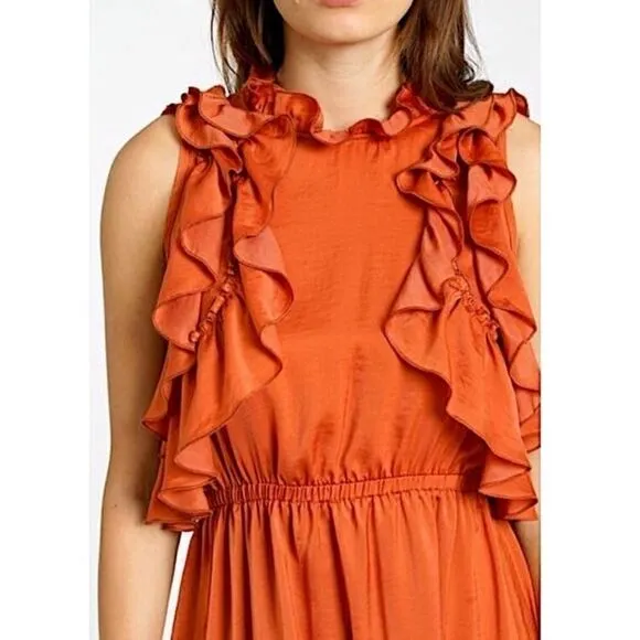 DRA NWT ANTHROPOLOGIE PALERMO RUFFLE DRESS FUSCHIA