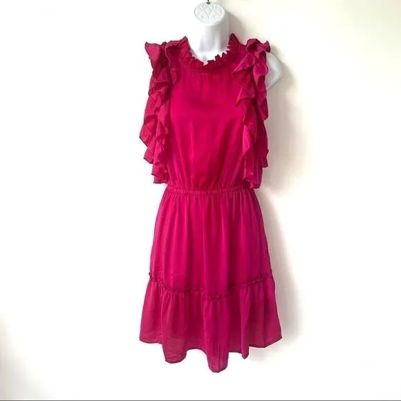 DRA NWT ANTHROPOLOGIE PALERMO RUFFLE DRESS FUSCHIA