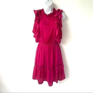 DRA NWT ANTHROPOLOGIE PALERMO RUFFLE DRESS FUSCHIA
