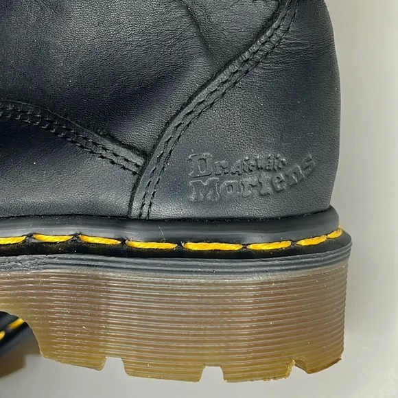 Dr.MARTENS 8444 Lace-up High Top Black Leather Boots Kids Size 13