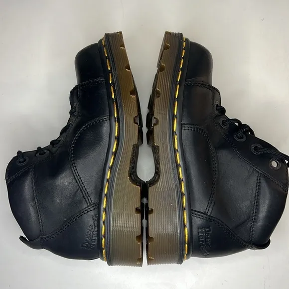 Dr.MARTENS 8444 Lace-up High Top Black Leather Boots Kids Size 13