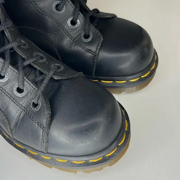Dr.MARTENS 8444 Lace-up High Top Black Leather Boots Kids Size 13