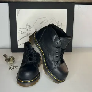 Dr.MARTENS 8444 Lace-up High Top Black Leather Boots Kids Size 13