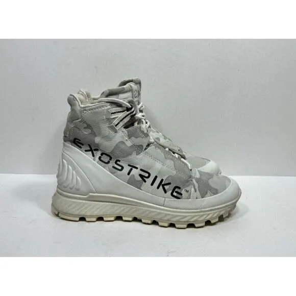 ECCO Exostrike Womens Size 7 / 7.5 Gray Camouflage Leather Hiking Trail Boots