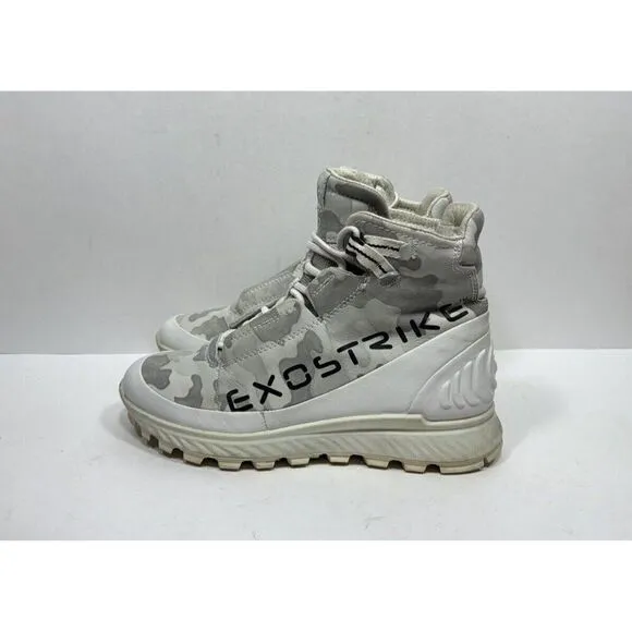 ECCO Exostrike Womens Size 7 / 7.5 Gray Camouflage Leather Hiking Trail Boots