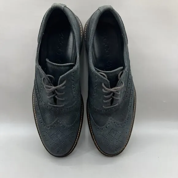 ECCO Kenton Wingtip Brogue Shoes Men Size 10 Blue Nubuck Leather Casual Oxford