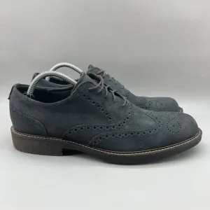 ECCO Kenton Wingtip Brogue Shoes Men Size 10 Blue Nubuck Leather Casual Oxford