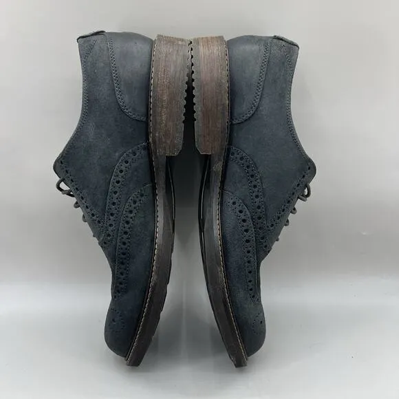 ECCO Kenton Wingtip Brogue Shoes Men Size 10 Blue Nubuck Leather Casual Oxford