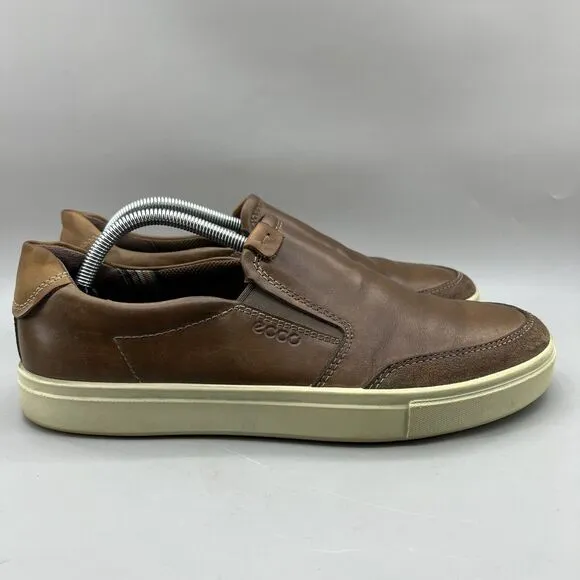 ECCO Kyle Slip On Sneakers Men Size 9.5 US, 43 EU Brown Leather Comfort Shoes
