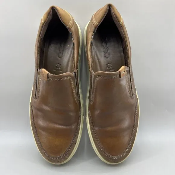 ECCO Kyle Slip On Sneakers Men Size 9.5 US, 43 EU Brown Leather Comfort Shoes