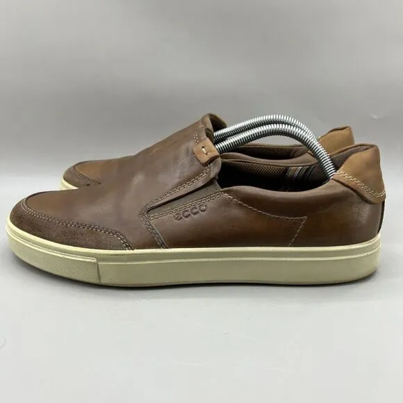 ECCO Kyle Slip On Sneakers Men Size 9.5 US, 43 EU Brown Leather Comfort Shoes