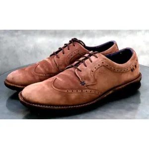 ECCO Men's Wingtip Casual Shoes Size EU 43 US 9-9.5 Nubuck Leather Brown