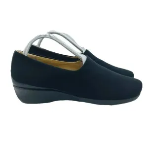 Ecco Shoes Womens US8-8.5/EU39 Black Felicia Stretch Leather Low Slip On Wedge