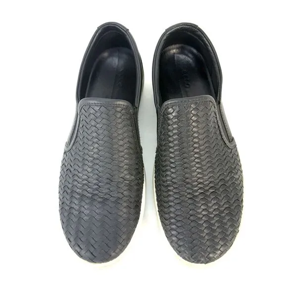 ECCO Soft 7 Shoes Womens EU 40 US 9-9.5 Woven Black Leather Slip On 2.0