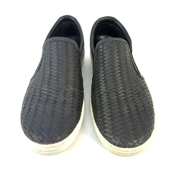 ECCO Soft 7 Shoes Womens EU 40 US 9-9.5 Woven Black Leather Slip On 2.0