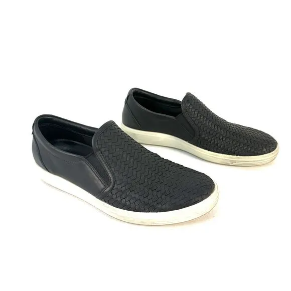ECCO Soft 7 Shoes Womens EU 40 US 9-9.5 Woven Black Leather Slip On 2.0