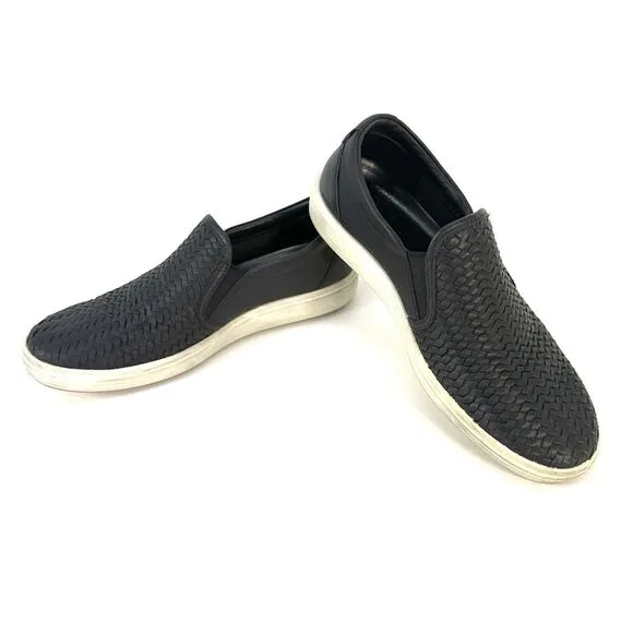 ECCO Soft 7 Shoes Womens EU 40 US 9-9.5 Woven Black Leather Slip On 2.0