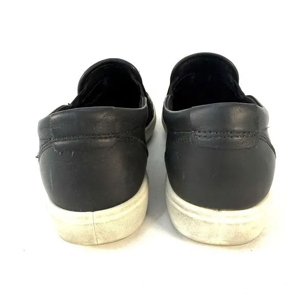 ECCO Soft 7 Shoes Womens EU 40 US 9-9.5 Woven Black Leather Slip On 2.0