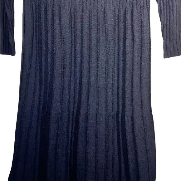 EILEEN Fisher Petite Womens Sz PP Black Pleated Pintuck Wool Dress