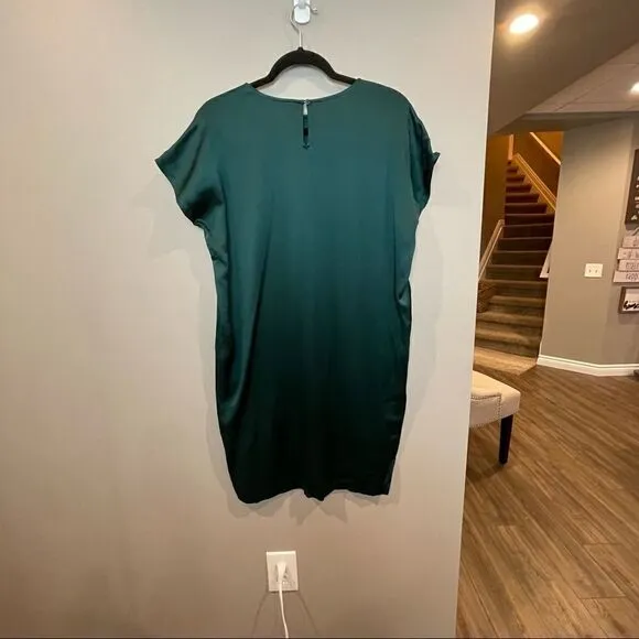 Eileen Fisher Green Silk Sheath Dress XS