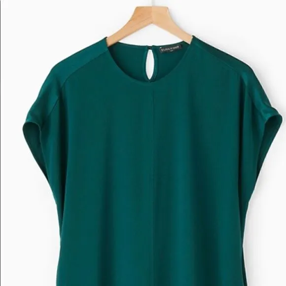Eileen Fisher Green Silk Sheath Dress XS