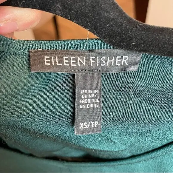 Eileen Fisher Green Silk Sheath Dress XS