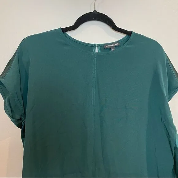 Eileen Fisher Green Silk Sheath Dress XS
