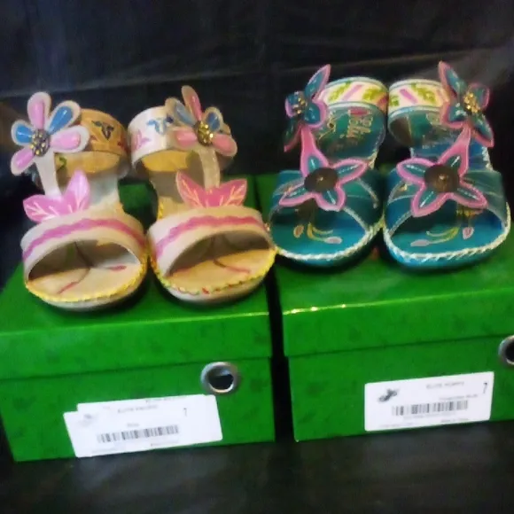 Elite leather heels 2&quot; Floral Sandals Set, 2 for price of 1, colorful &amp; fun