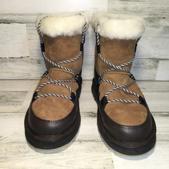 Emu Australia Blurred Sheepskin Boot Womens 10 Chestnut Brown Fuzzy Furry Warm