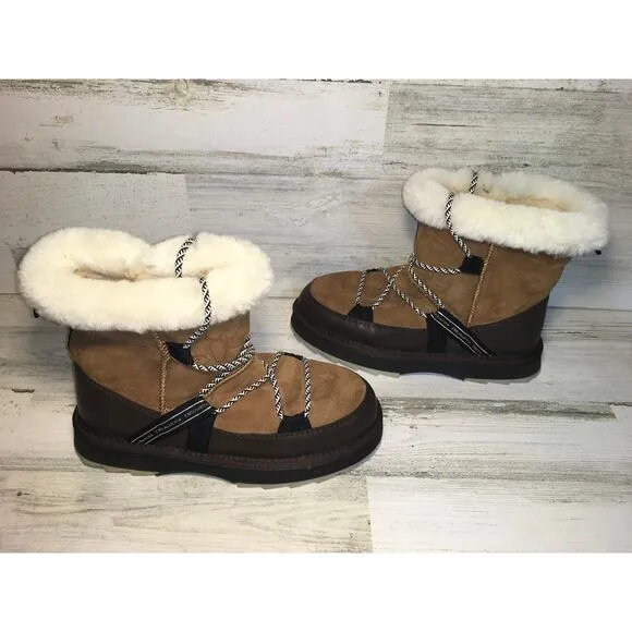 Emu Australia Blurred Sheepskin Boot Womens 10 Chestnut Brown Fuzzy Furry Warm