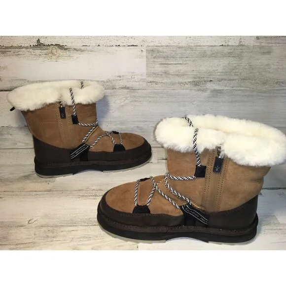 Emu Australia Blurred Sheepskin Boot Womens 10 Chestnut Brown Fuzzy Furry Warm