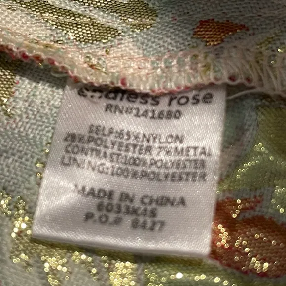 Endless Rose Women’s High End Floral Gold Threaded Skirt SZ S