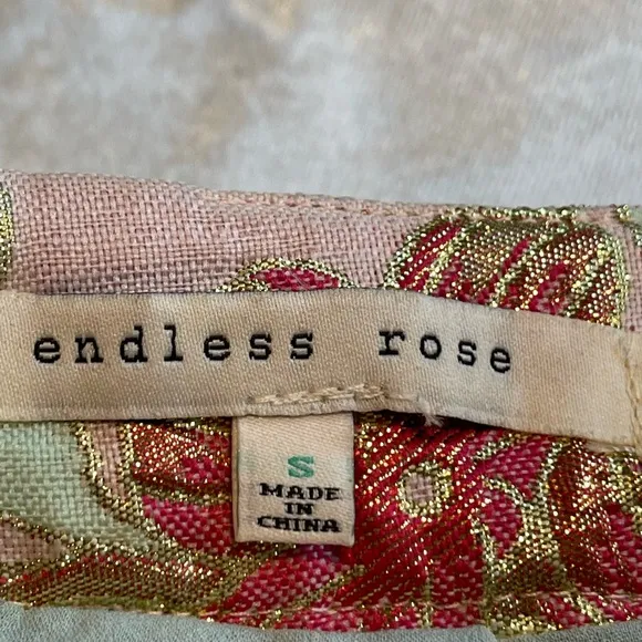 Endless Rose Women’s High End Floral Gold Threaded Skirt SZ S