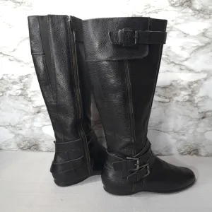 Enzo Angiolini Women's Tall Boots Black Leather Eazenzi Size 9M‎ Riding Boots