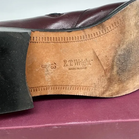 ET Wright Dress Boots Mens 13 D Burgundy Chelsea Side Zip Italy Made Dust Bags