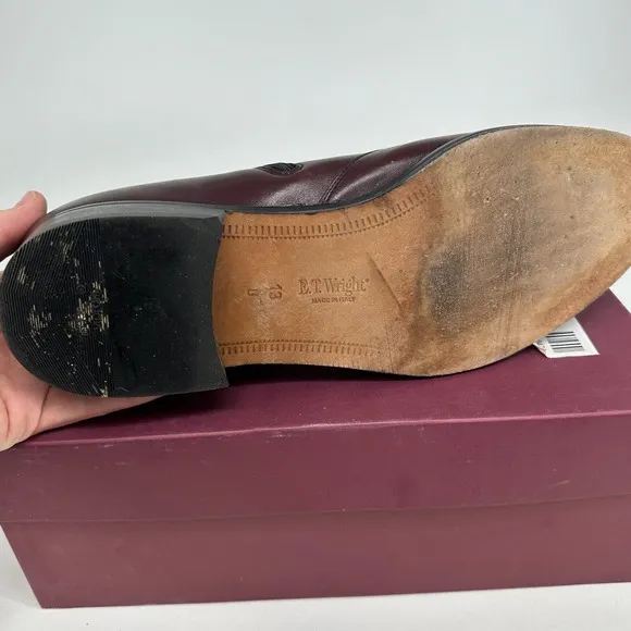 ET Wright Dress Boots Mens 13 D Burgundy Chelsea Side Zip Italy Made Dust Bags