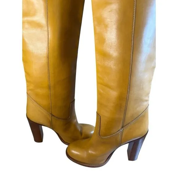 ETRO Knee-High Leather Brown Boots 39 | Made in Italy | Chic Western Vibes