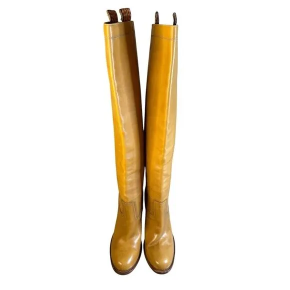 ETRO Knee-High Leather Brown Boots 39 | Made in Italy | Chic Western Vibes